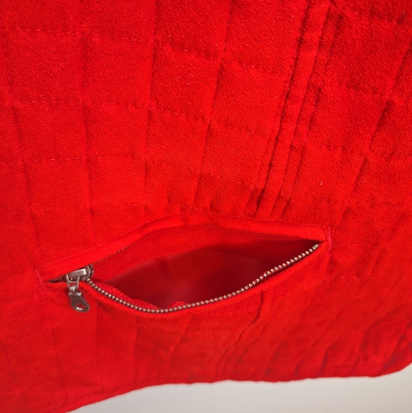 CJ Banks Red Quilted Lightweight Lined Pockets Suede Feel Zip Up Vest Womens 3X - Picture 5 of 11